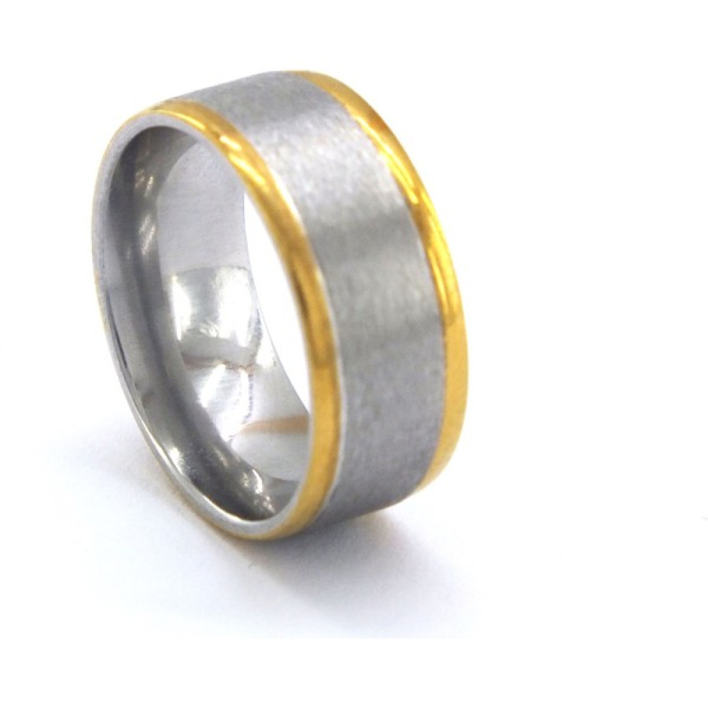 Ferizz 316L Çelik Lazerli Unisex Alyans Yüzük YZK-409 - Beyaz - Gold - 14 Altın Alyans Fiyatı