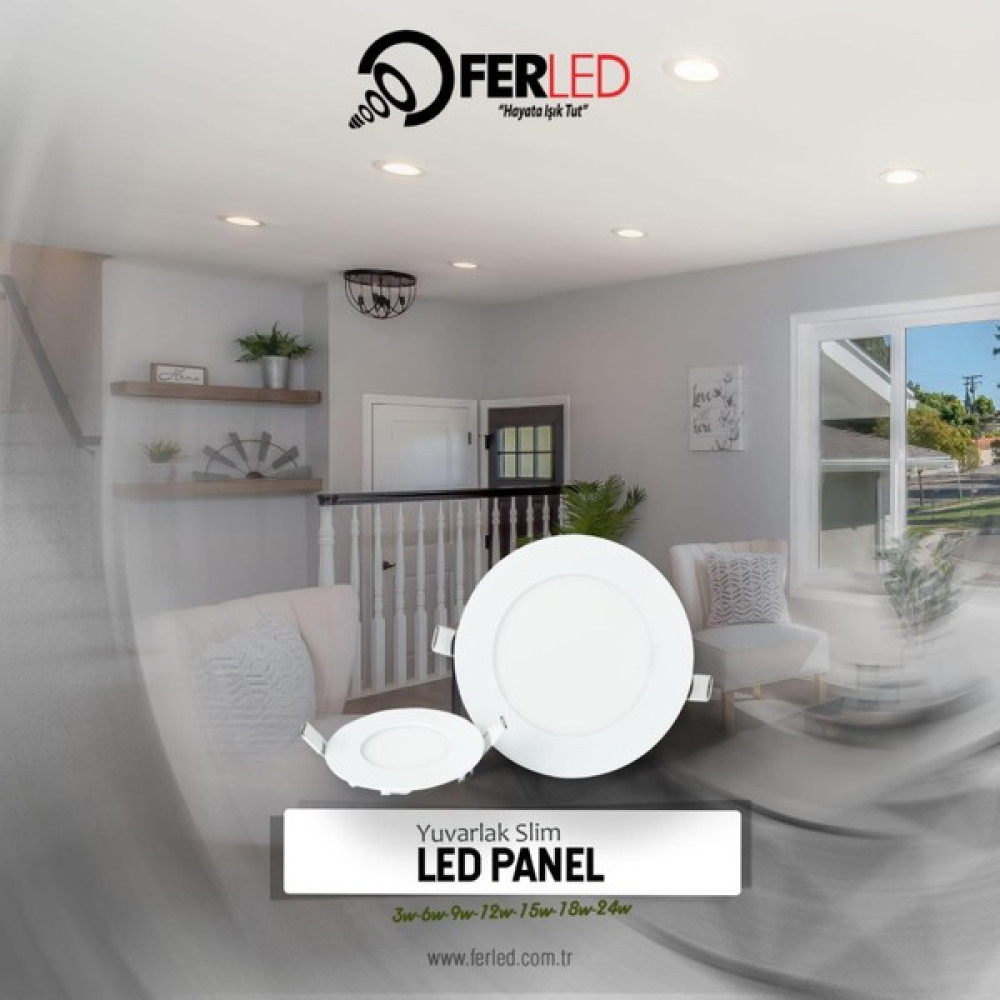 Ferled 15w Yuvarlak Slım Led Panel 6500k Beyaz - 6500K - Beyaz Işık Armatür Fiyatı
