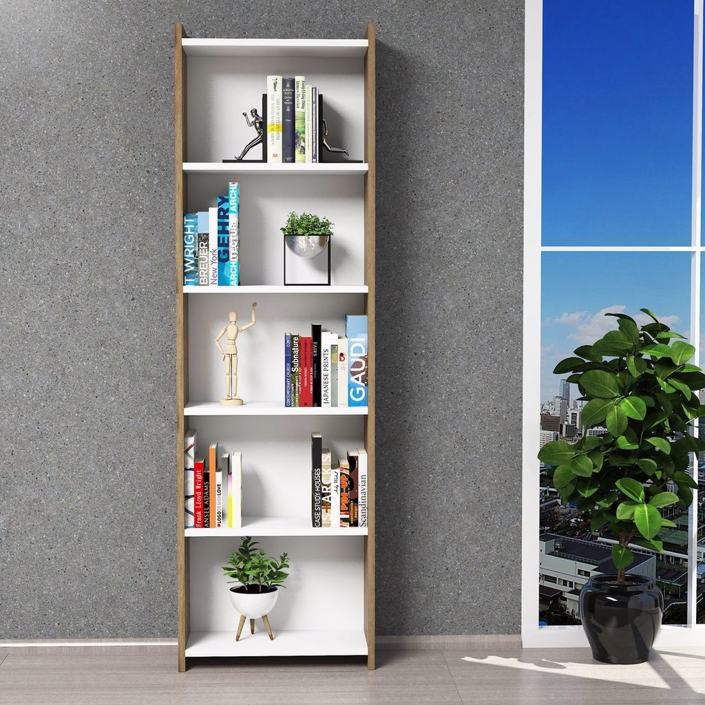 Ferniso Mobilya 5 Bölmeli Kitaplık Hud-Beyaz Kitaplık Fiyatı