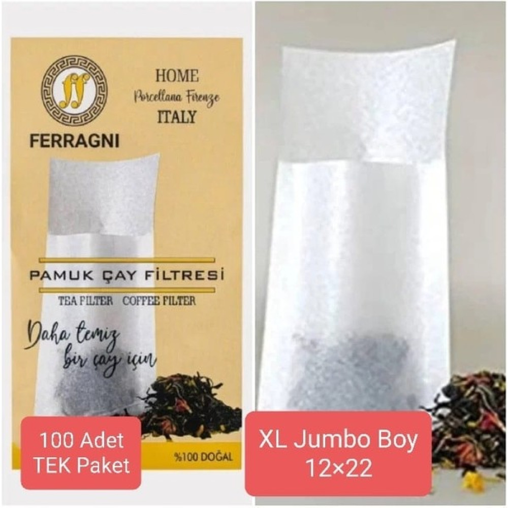 FERRAGNI Home Porcellana Firenze Çay Demleme Poşeti (Çay Filtresi) Xl Jumbo Boy Tek Paket (100 Adet) Çay / Çaydanlık Setleri Fiyatı