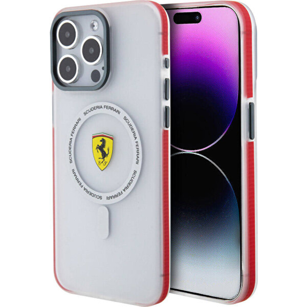 Ferrari Apple iPhone 15 Pro Max Ferrari Lisanslı Magsafe Özellikli Kontrast Bumper Sf Ring Kırmızı Cep Telefonu Kılıfı Fiyatı