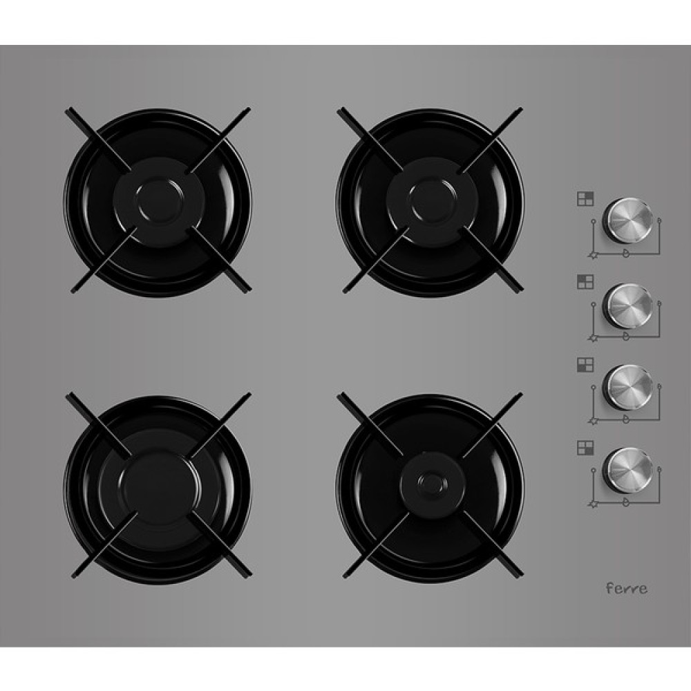 Ferre 2240 Gri 60 cm Emaye Izgaralı Set Üstü Cam Ocak - Doğalgaz Ocaklar Fiyatı