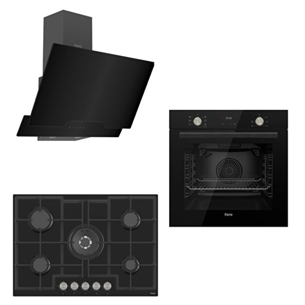 Ferre Flowart 75 Serisi Siyah Ankastre Set (Qms63Cs - Ed035 - D063) Ankastre Setler Fiyatı