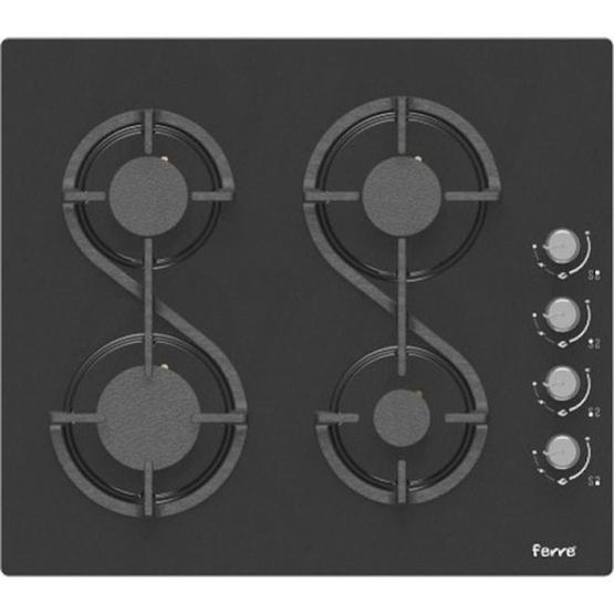 Ferre SW010 Swan 4 Gözlü Gazlı Cam Yüzeyli Ocak Siyah