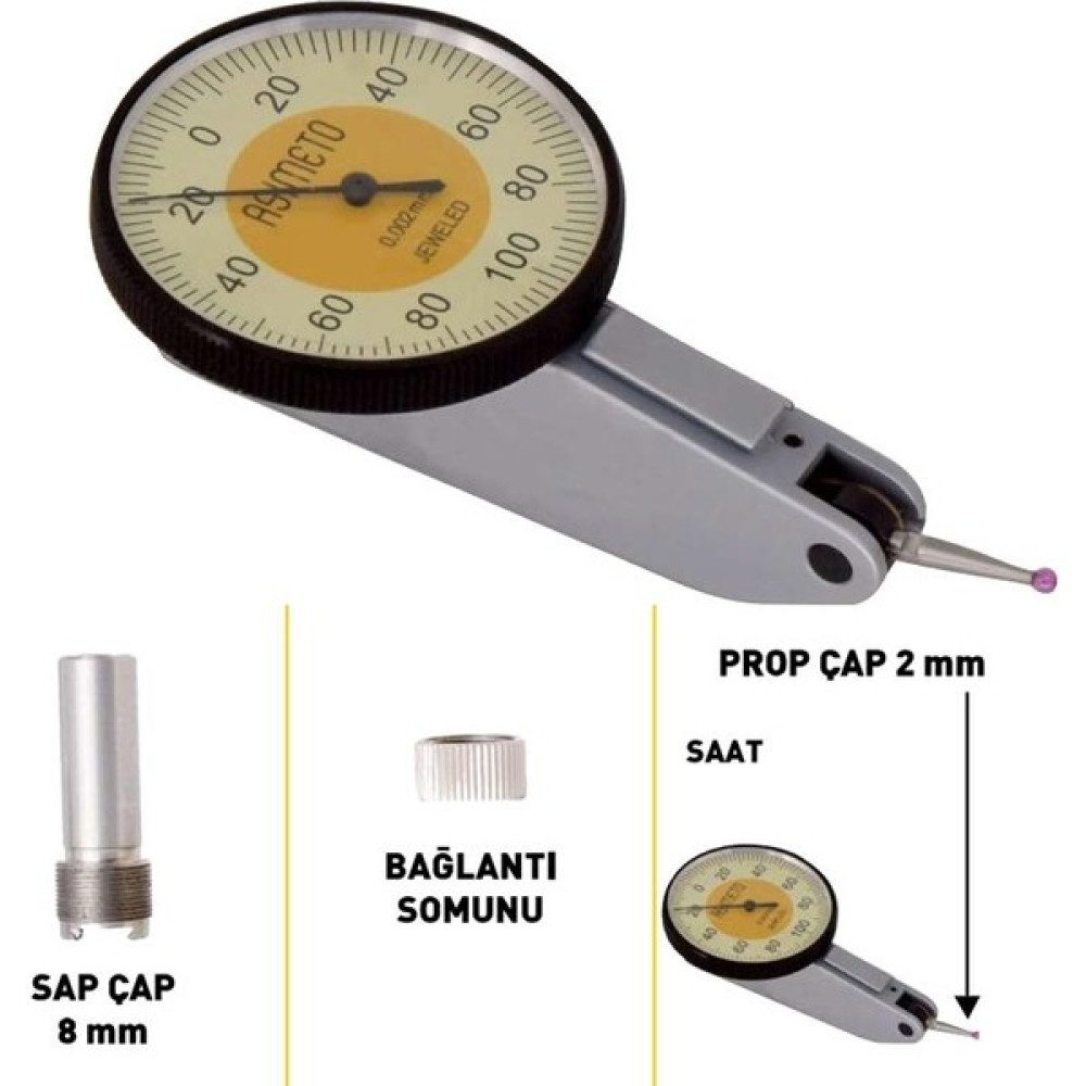 Fett 0,8mm Asimeto Yatay Temel Salgı Komparatör Saati AS-501082 Diğer Test ve Ölçüm Cihazları Fiyatı