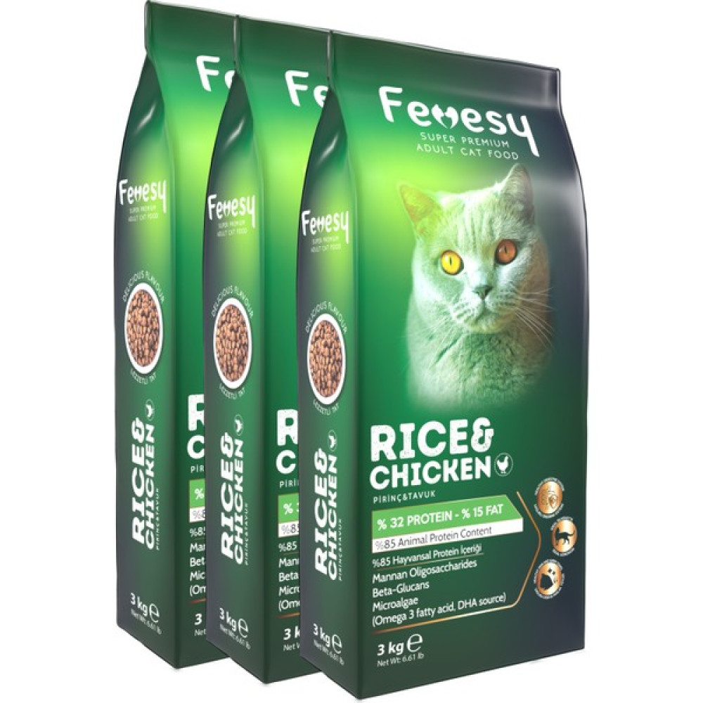 Fevesy Yetişkin Kedi Maması 9 kg Tavuk&pirinç 3 kg x 3 Adet Evcil Hayvan Ürünleri Fiyatı
