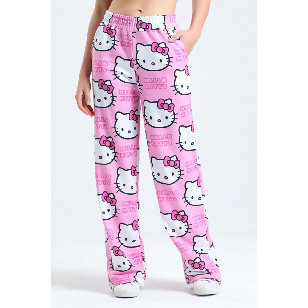 FEVİLLE Unisex Pembe Hello Kitty Cat Bol Paça Eşofman Altı M Beden Kadın Eşofman Fiyatı