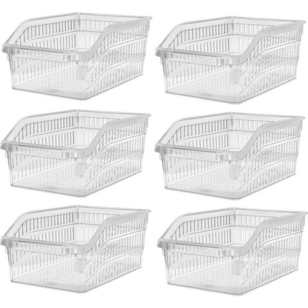 Fevito Buzdolabı Sepeti Dolap İçi Düzenleyici Sepet Organizer 6 Adet Şeffaf Büyük Boy 30 x 20 x 13 cm. No:3 Saklama Kapları Fiyatı