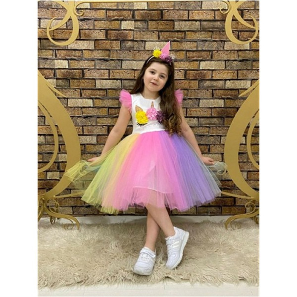 Feyzamavm Kız Çocuk Unicorn Doğum Günü - Düğün Abiye Tütü Elbiise Kız Çocuk Elbise Fiyatı