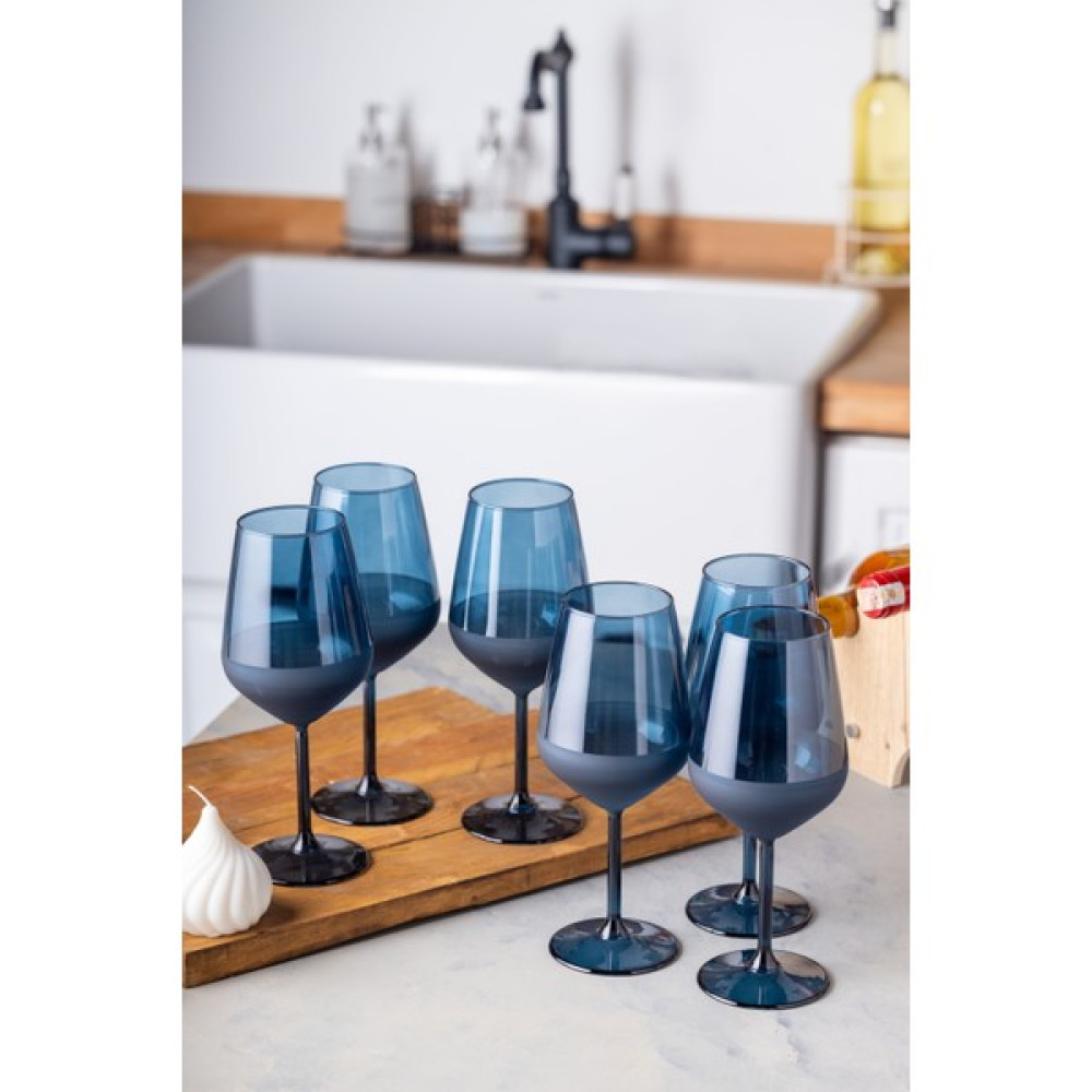 FH finehome Gela 6'lı Kadeh Seti Mavi 490CC - 490 ml Fincan / Bardak / Kahve Takımı Fiyatı