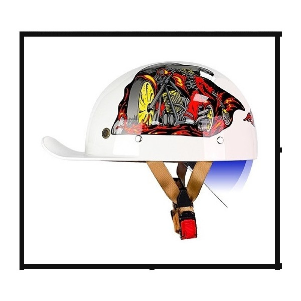 FHJMT Binicilik Kız Sevimli Beyzbol Şapkası Motosiklet Harley Kask Retro Yarım Kask (Yurt Dışından) - Beyaz - 3XL Motorsiklet Kaskları Fiyatı
