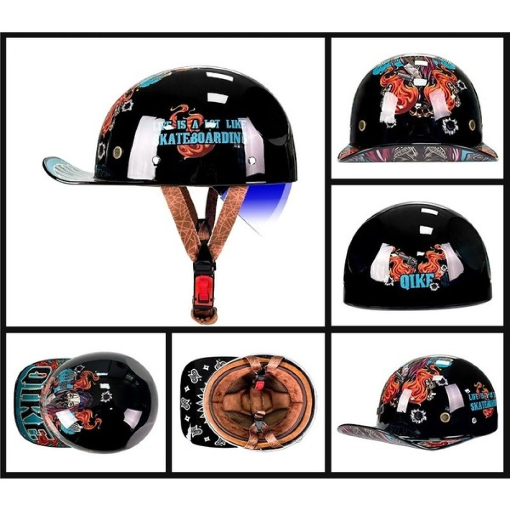 FHJMT Binicilik Kız Sevimli Beyzbol Şapkası Motosiklet Harley Kask Retro Yarım Kask (Yurt Dışından) - Beyaz - Kırmızı - Siyah - 3XL Motorsiklet Kaskları Fiyatı