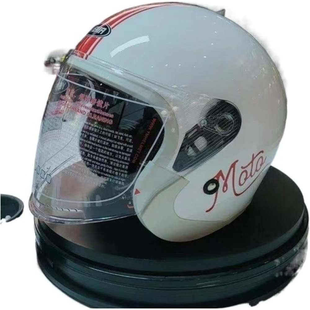 FHJMT Mustang 633S Motosiklet Kaskı Yarı Kapalı Erkek ve Kadın Sonbahar ve Kış Hafif Yarım Kask (Yurt Dışından) - Beyaz - Kırmızı - 3XL Motorsiklet Kaskları Fiyatı