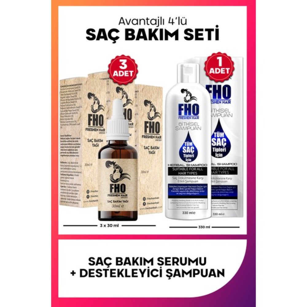 FHO Freshen Hair +3 Adet Saç Bakım Serumu + 1 Adet Bitkisel Şampuan Fırsat Seti Anti-Aging / Yaşlanma Karşıtı Fiyatı