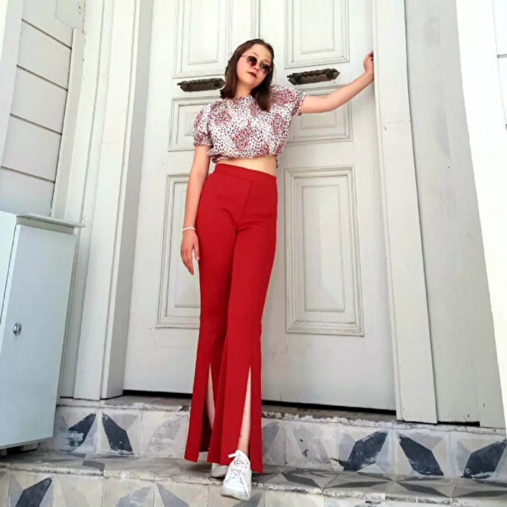 Fi Collection Kırmızı Dalgıç Pantolon Kadın Pantolon Fiyatı