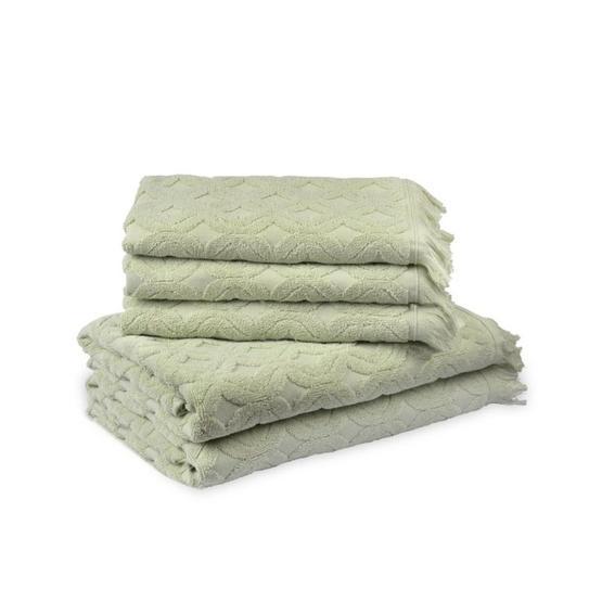 Fialka Dalgalı 2'li 50x9 cm Açık Yeşil Jakarlı Saçaklı Pamuk Havlu El / Yüz Havlusu Fiyatı