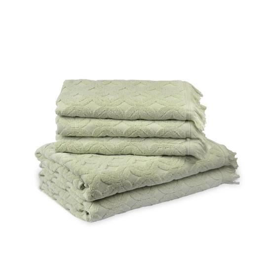 Fialka Dalgalı 2'li 50x9 cm Açık Yeşil Jakarlı Saçaklı Pamuk Havlu