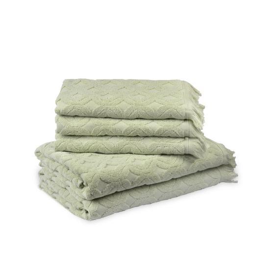 Fialka Dalgalı 2'li 50x9 cm Açık Yeşil Jakarlı Saçaklı Pamuk Havlu