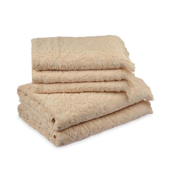 Fialka Damask 2'li 50x9 cm Sütlü Kahve Jakarlı Saçaklı Pamuk Havlu
