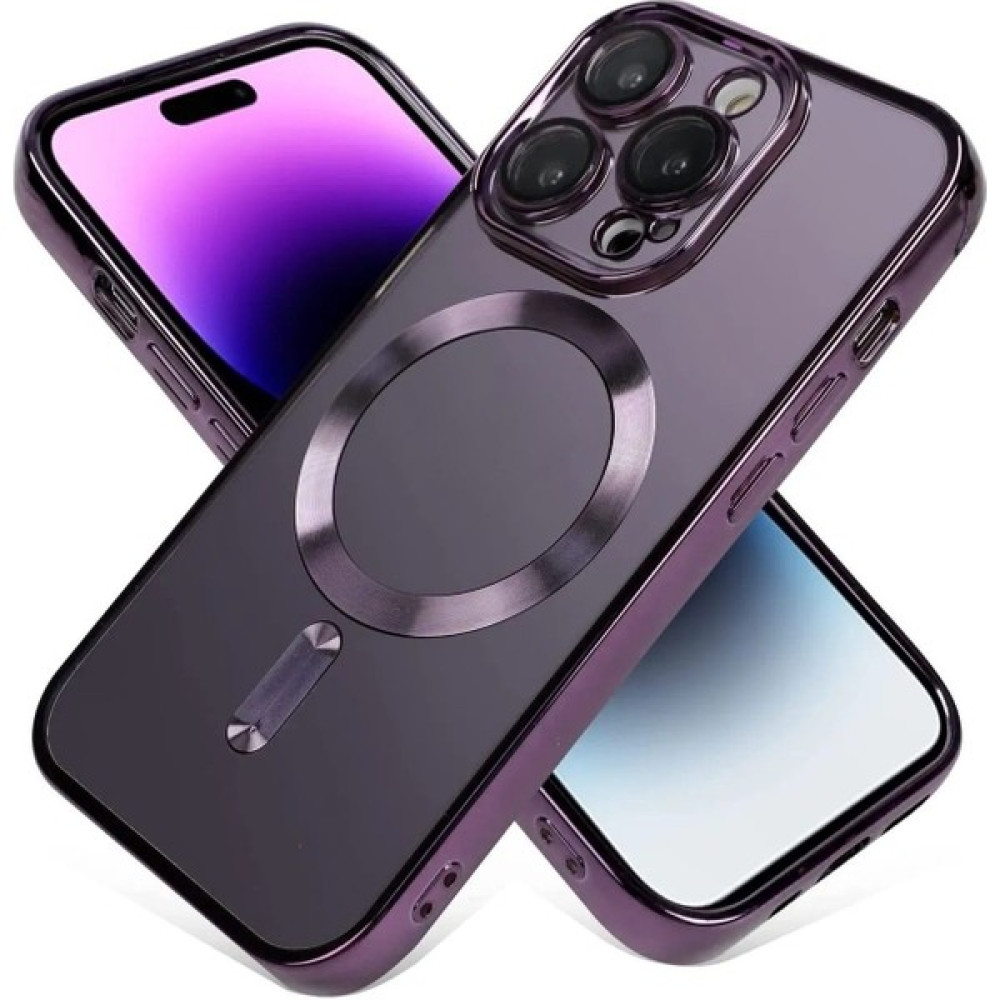 Fibaks Apple iPhone 13 Kılıf Kamera Lens Korumalı Magsafe Şarj Kilifi Şeffaf Renkli Yumuşak Kapak - Derin Mor Cep Telefonu Kılıfı Fiyatı