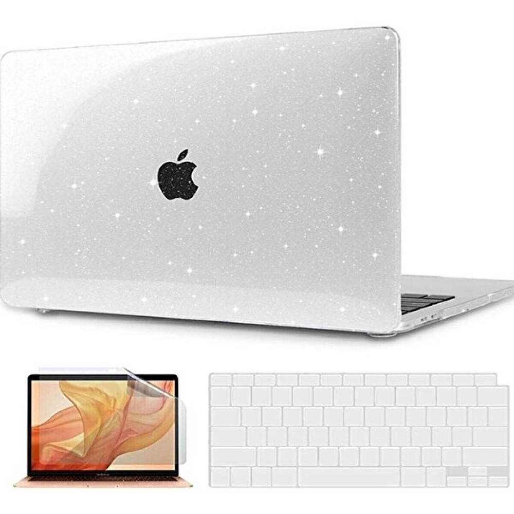 Fibaks Apple Macbook Air 13 Air M1 M2 2020 Kılıf A1932 - A2174 - A2337 Uyumlu Kristal Simli Şeffaf Transparan Koruyucu Kapak - Air M1/M2 A2337 Tablet Pc Aksesuarları Fiyatı