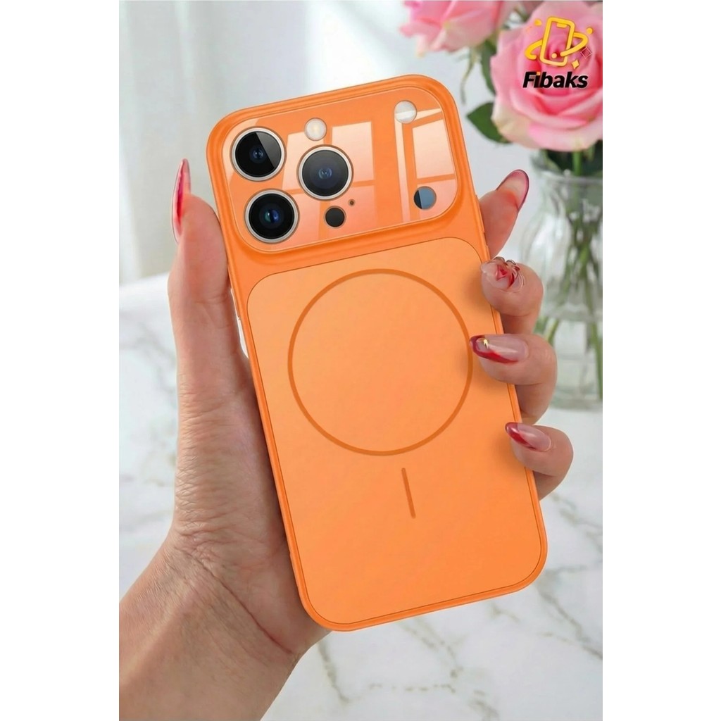 Fibaks iPhone 11 Pro Max Kılıf 17 Pro Max Çevirici Magsafe Kamera Lens Korumalı Camlı Dönüştürücü Turuncu Cep Telefonu Kılıfı Fiyatı