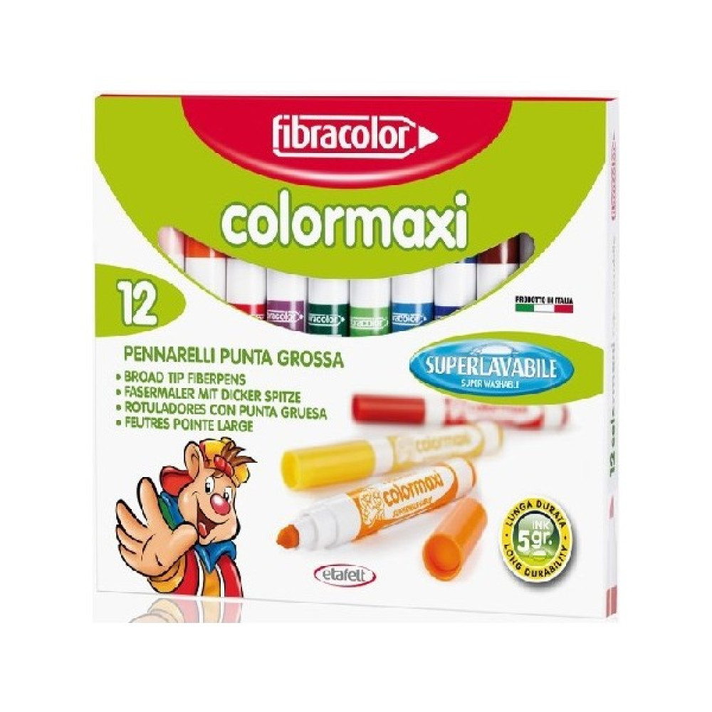 Fibracolor Colormaxi Yıkanabilir Su Bazlı Jumbo Keçeli Kalem 12 Renk Keçe Uçlu Kalem Fiyatı