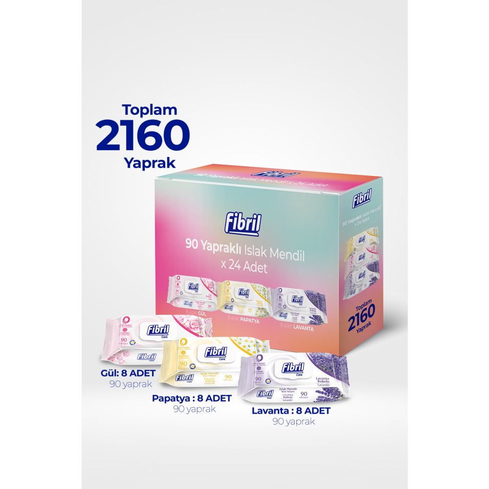 Fibril Care Çiçek Serisi Set Islak Mendil 24x90 Lı Paket 2160 Yaprak Islak Mendil Fiyatı