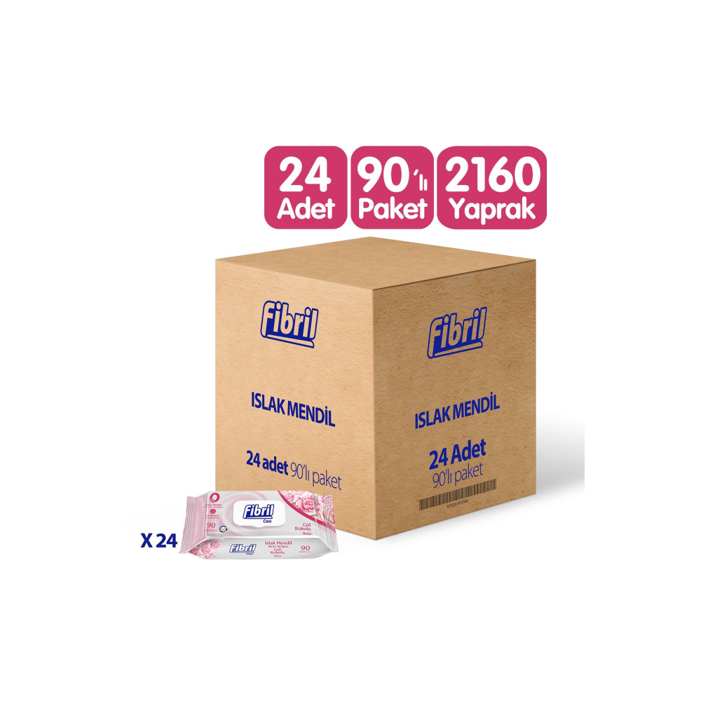 Fibril Care Gül Kokulu Islak Mendil 24x90 Lı Paket 2160 Yaprak Islak Mendil Fiyatı