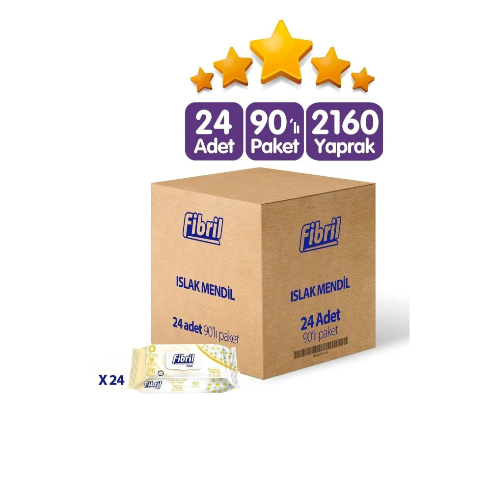 Fibril Care Papatya Kokulu Islak Mendil 24x90 Lı Paket 2160 Yaprak Bebek Mendil-Islak Mendil Fiyatı