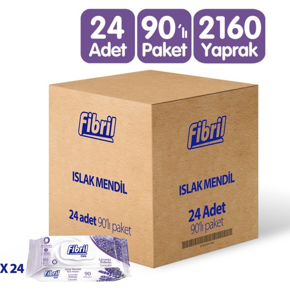 Fibril Lavanta Kokulu Islak Mendil 24X90 lı Paket 2160 Yaprak Bebek Bakım Fiyatı