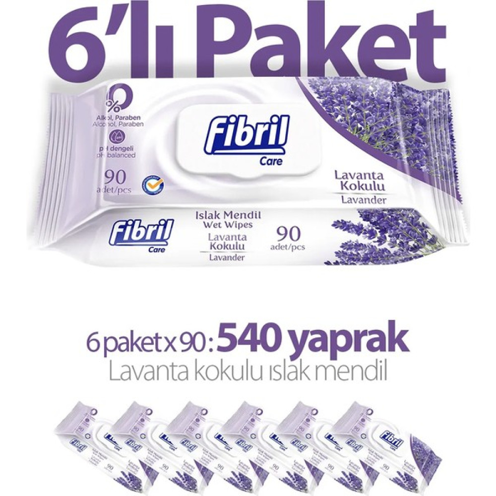 Fibril Lavanta Kokulu Islak Mendil 6X90 Lı Paket 540 Yaprak Bebek Bakım Fiyatı