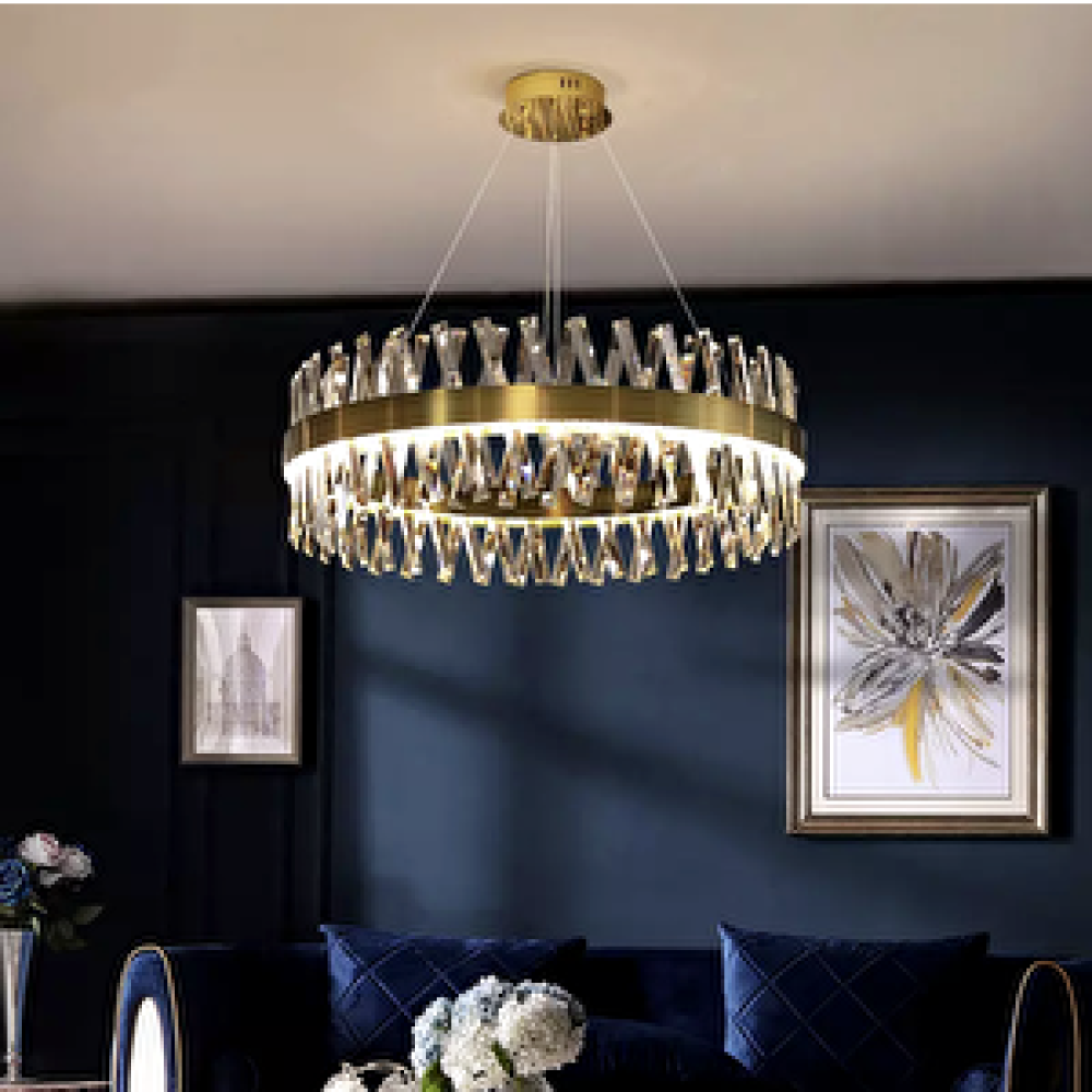 Fico Home A++ Luxury Modern Kristal Taşlı Sarkıt Power Led Avize Kademeli 3 Renk Bronz 60'lık Avize Fiyatı