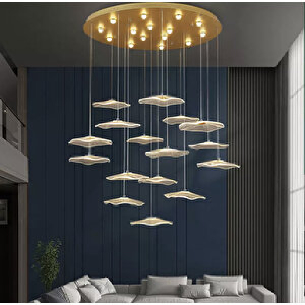 Fico Home Luxury Exclusive Yuvarlak Sarkıt Led Avize Jellyfish Gold Sarı 16'lı Ledli Avize Avize Fiyatı