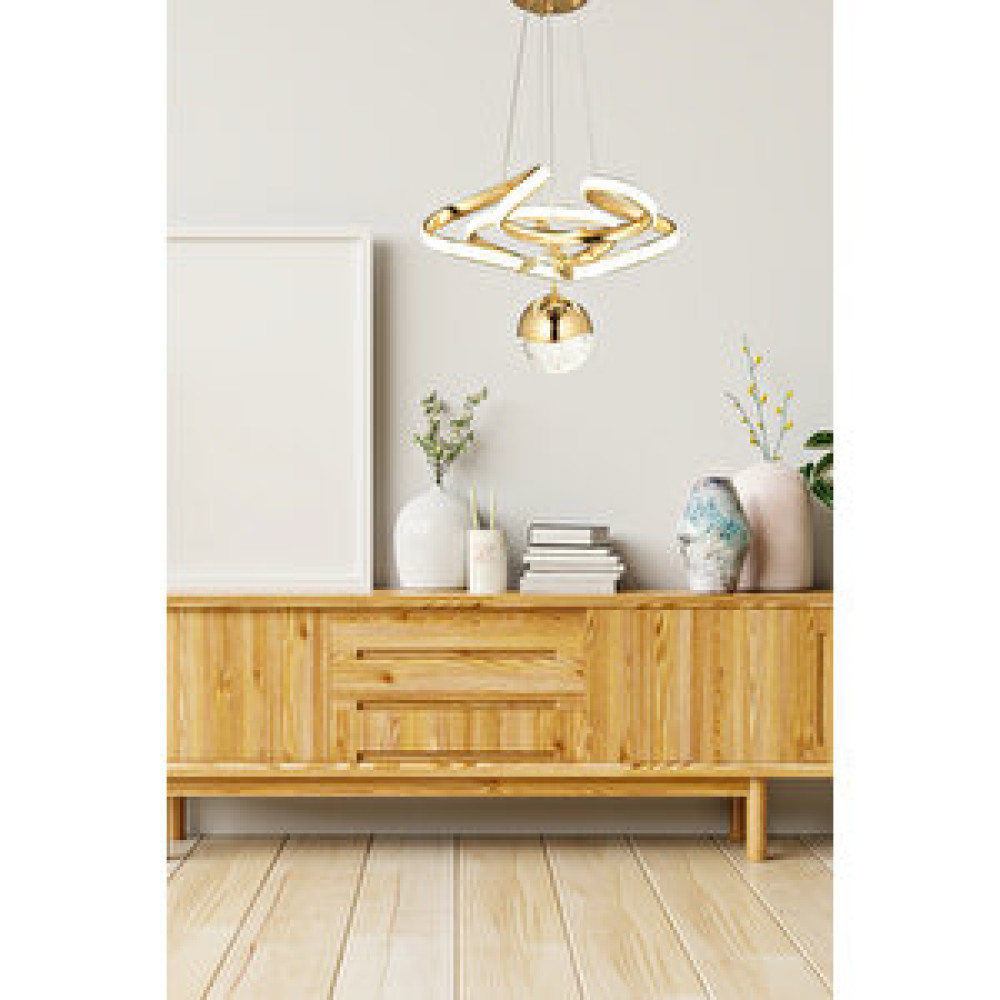 Fico Home Modern Tekli Sarkıt Power Led Avize Concept Ürün Gold Sarı Ledli Avize Avize Fiyatı