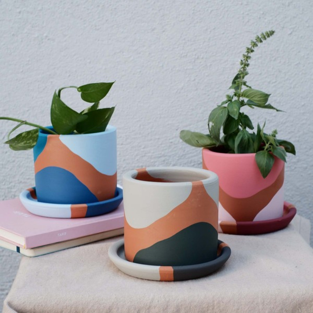 Fi.Dayy Design Terracotta Toprak Saksı & Tabak Set - 3 Adet Oto Boyaları Fiyatı