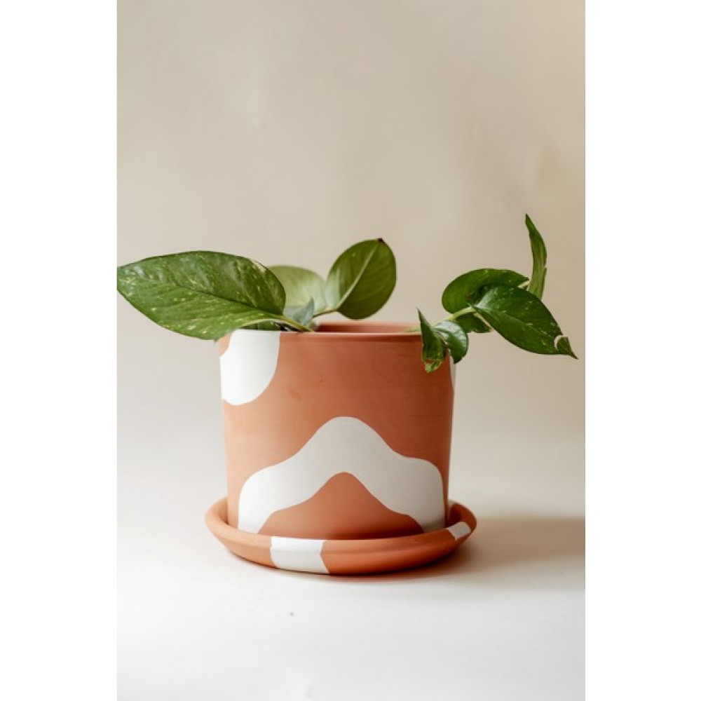 Fi.Dayy Design Terracotta Toprak Saksı & Tabak Silindir Bohem Beyaz Saksı ve Aksesuarları Fiyatı