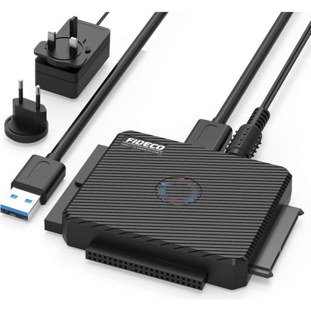 Fideco USB 3.0 To 2.5 / 3.5 / 5.25 Sata Ide HDD SSD Hardddisk Çevirici Kablo - Backup Özellikli - Siyah HDD Kutuları Fiyatı