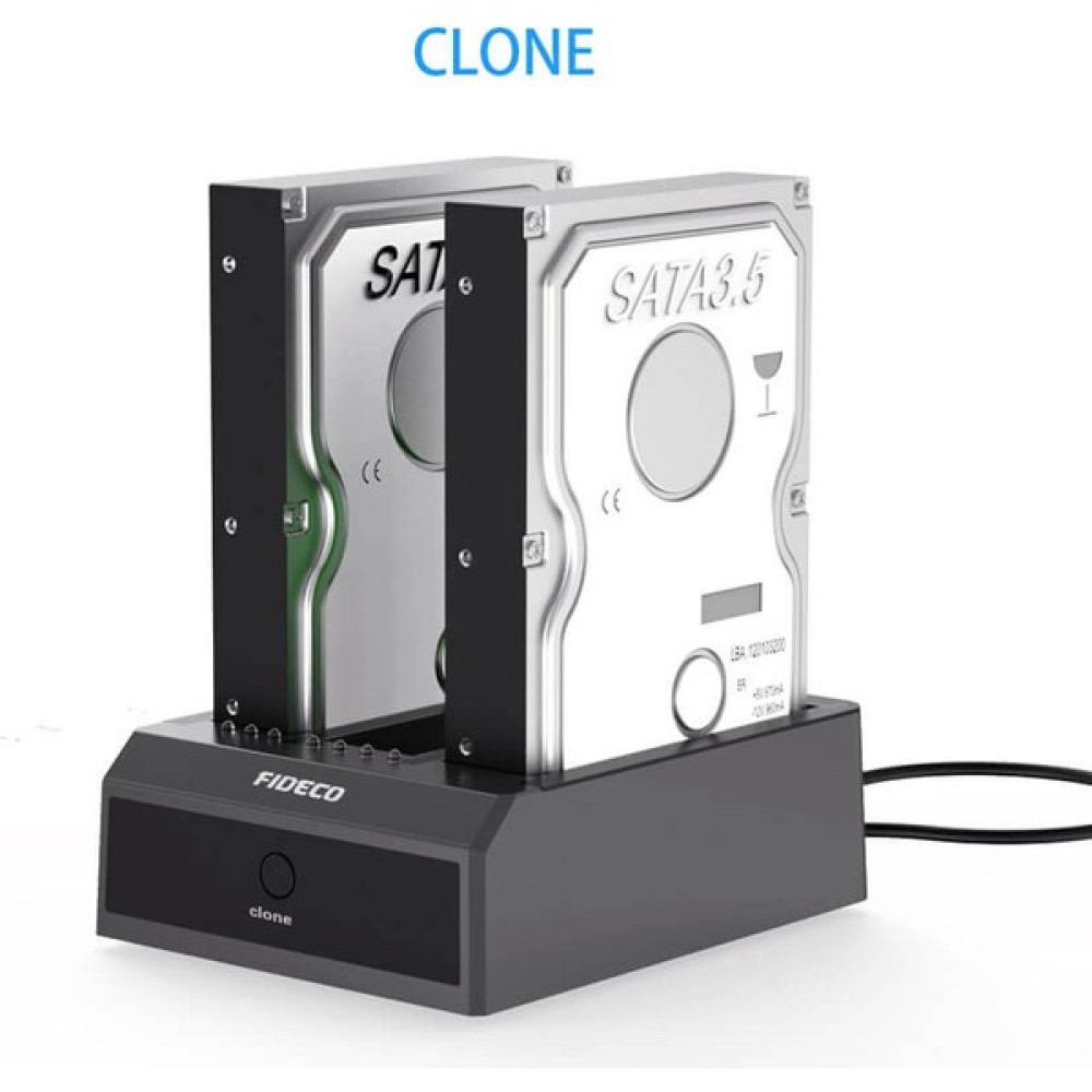 Fideco YPZ08SI-U3 2.5 / 3.5'' USB 3.0 Disk HDD Harddisk Dock Stand (2sata + 1ıd ) Klonlama Kopyalama - Siyah HDD Kutuları Fiyatı
