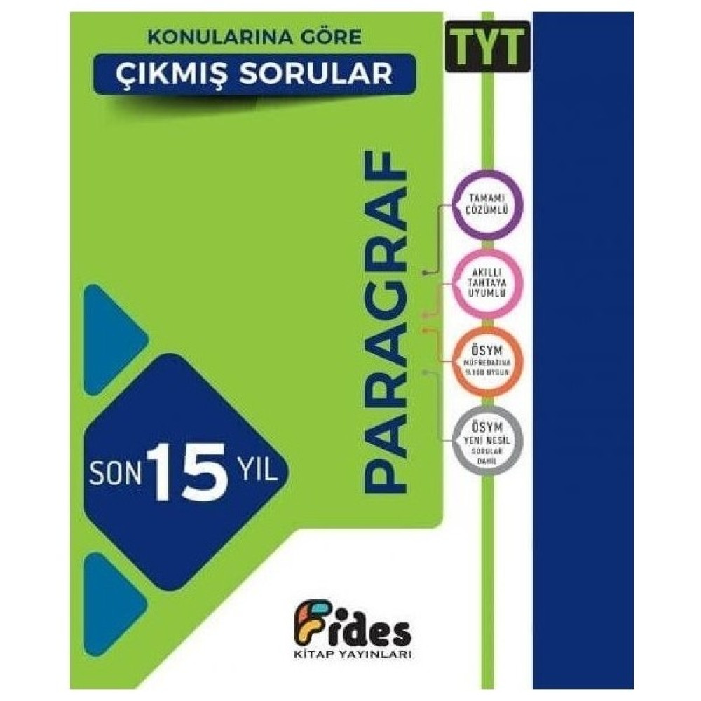 Fides Yayınları 2022 TYT Paragraf Son 15 Yıl Konularına Göre Çıkmış Sorular Ders Sınav Kitapları Fiyatı