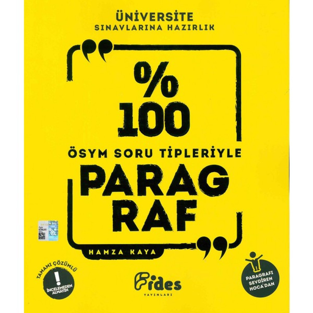 Fides Yayınları YKS %100 ÖSYM Soru Tipleriyle Paragraf - Hamza Kaya Diğer Fiyatı