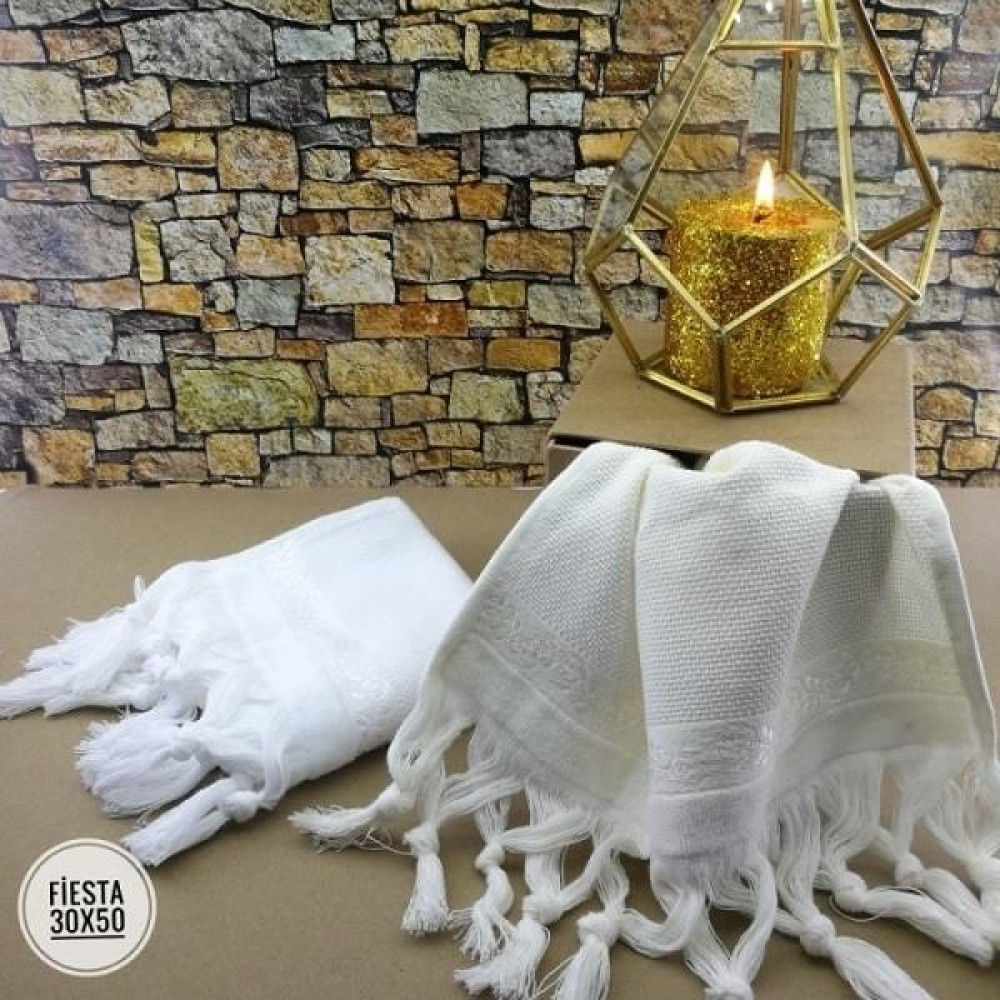 Fiesta Etamin Bağlamalı 30*50 6lı Beyaz - 30 x 50 cm El / Yüz Havlusu Fiyatı