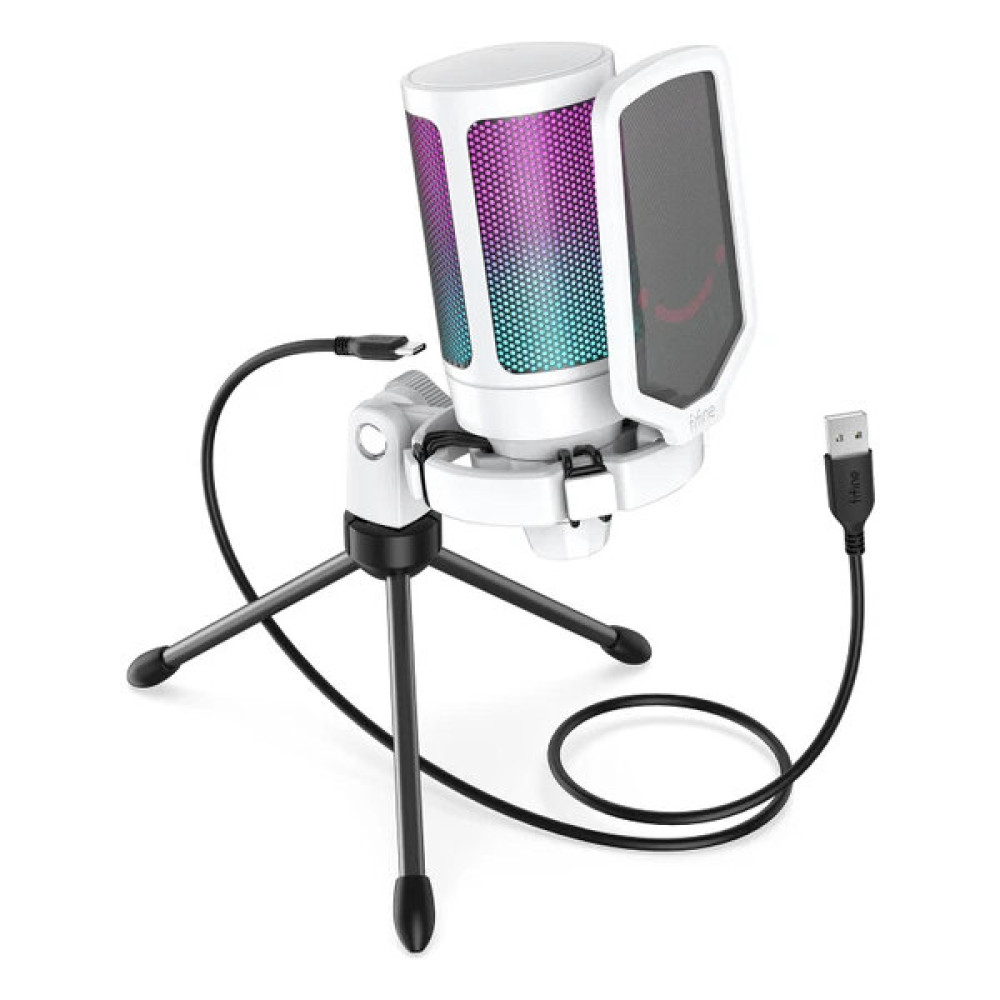 Fifine Ampligame A6V RGB USB Beyaz Yayıncı Mikrofon Seti Bilgisayar Mikrofonu Fiyatı