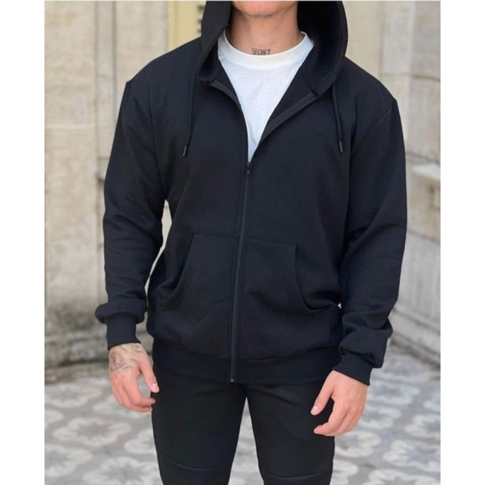 Fifty Color Siyah Kapüşonlu Fermuarlı Unisex Sweatshirt Erkek Ceket Fiyatı