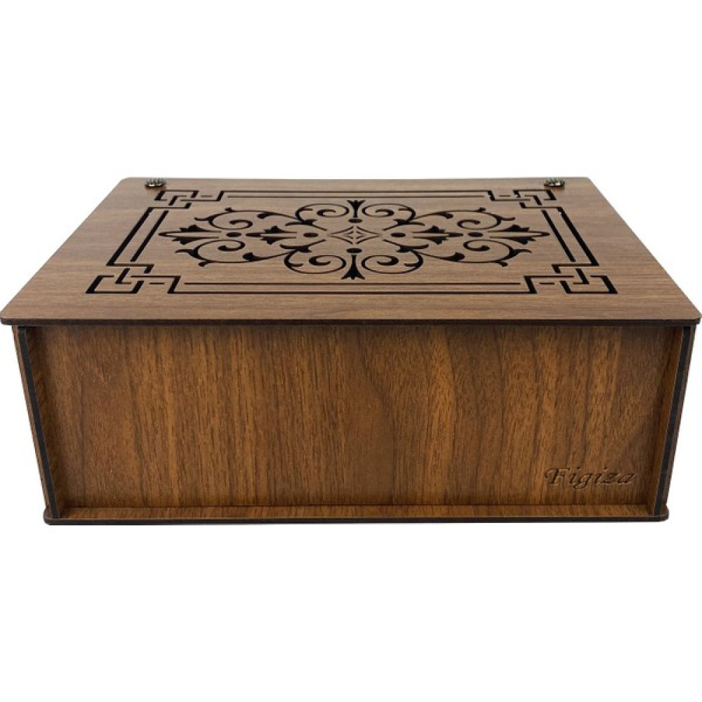 Figiza Ahşap Ceviz Takı Kutusu Takı Kol Düğmesi Saat Yüzük Kolye Organizeri 9 Bölmeli Takı Kutusu (Ceviz) - 17,5 x 25 x 9,5 cm Eşya Saklama Kutusu Fiyatı