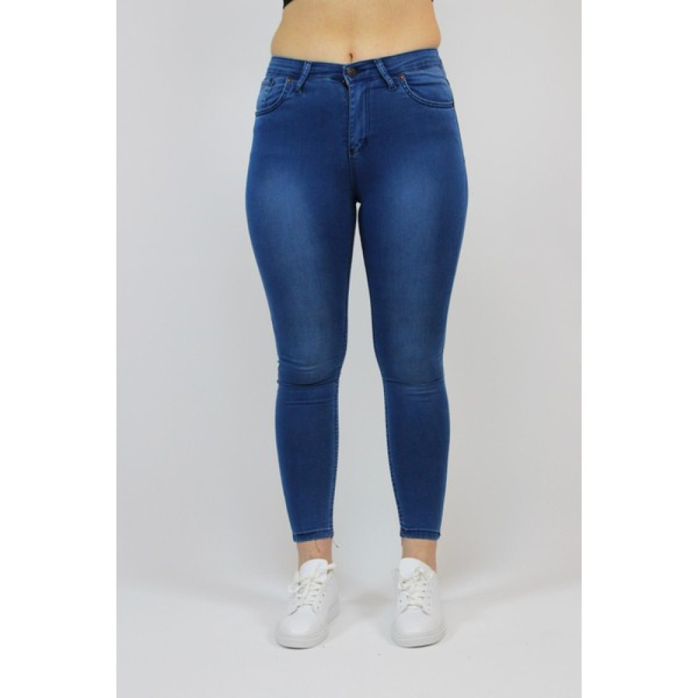 Fiha FİHA/GAPI-4351 Kadın Gabardin Likralı Taşlı Jeans - Mavi Bayan Jeans / Kot Pantolon Fiyatı