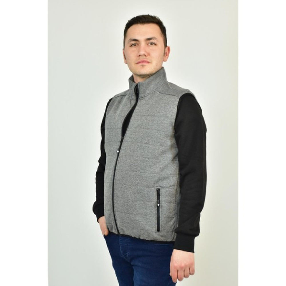 Fiha FİHA/MUABİN-9023 Erkek Çelik Interlok Kapitone Yelek - Orta Gri Erkek Yelek Fiyatı