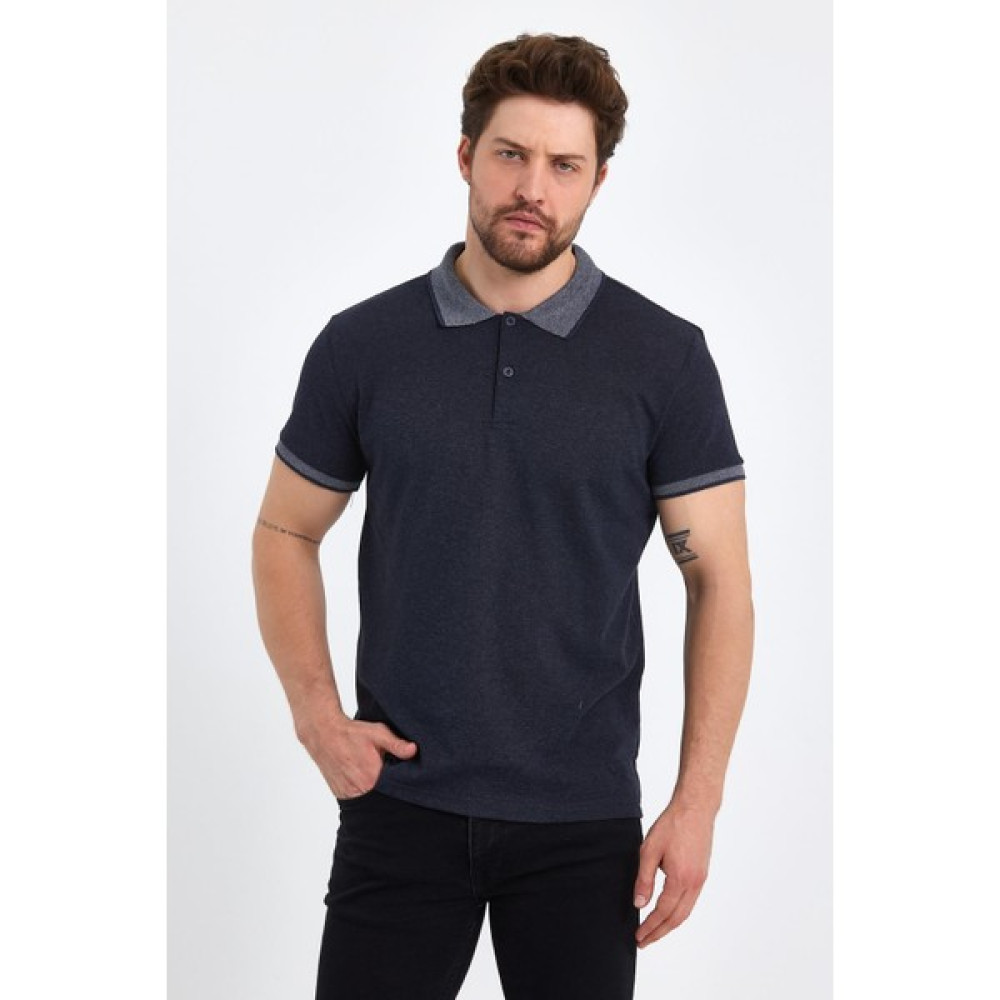 Fiha FIHA/OBUZ-8896-ERKEK Polo Yaka T-Shırt - Indigo Erkek T-shirt Fiyatı