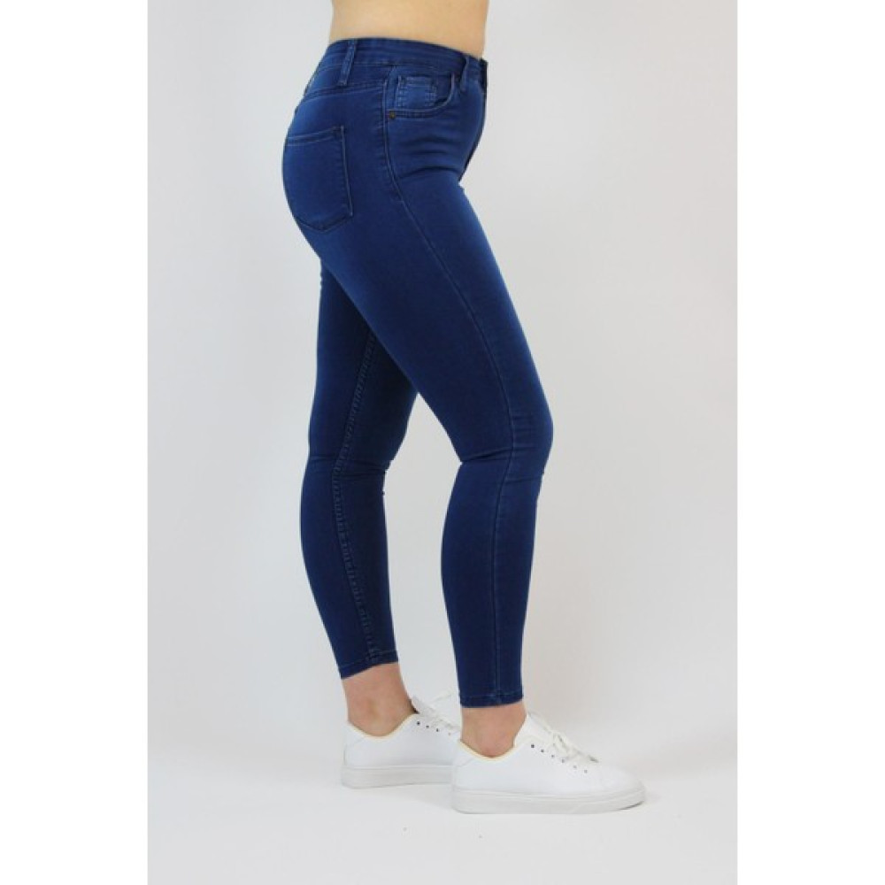 FİHA/GAPI-4351 Kadın Gabardin Likralı Taşlı Jeans - Koyu Mavi Bayan Jeans / Kot Pantolon Fiyatı