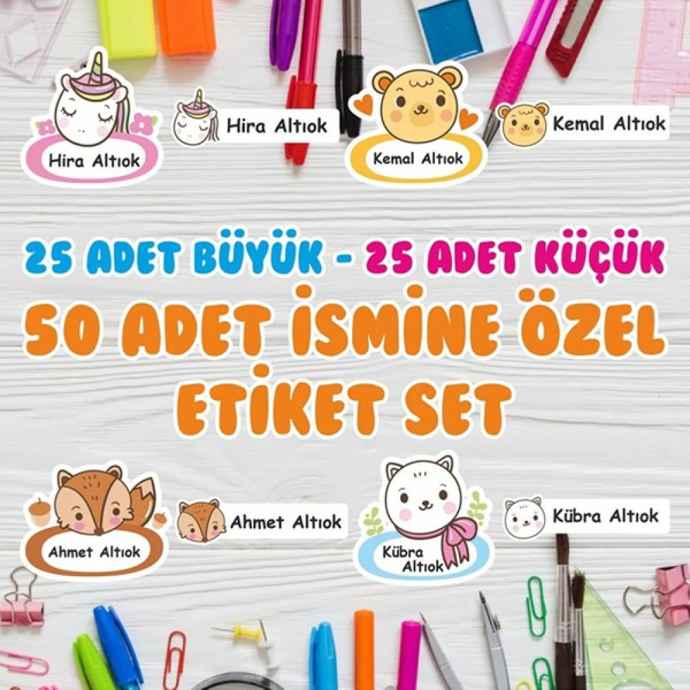 Fikircan Isme Özel Okul Etiket Seti - 150 Adet - Kokusuz Ekolojik Mürekkep Pvc Etiket - AYICIK Oto Boyaları Fiyatı